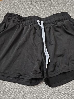 Black Athletic Shorts with Drawstring